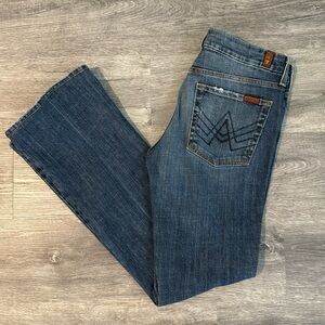 7 for All Mankind "A" Pocket Medium Wash Flare Jeans Size 31 Inseam 32.5"